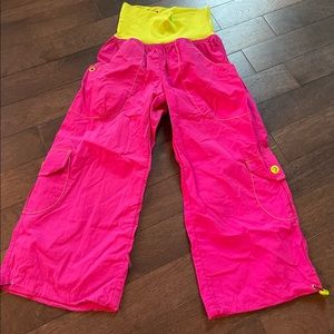 ZUMBA PANTS: 3/4 Length, lime green and hot pink dance pants
